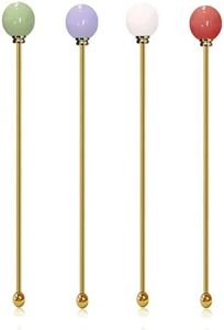 Sipoyen Stainless Steel Coffee Stirrers 8.5" Candy Head Beverage Stir Sticks Cocktail Stirrers Swizzle Stick Picks Tools for Smoothie, Milkshake, Coffee, Cocktail, Tea