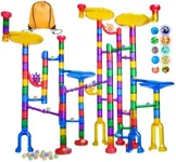 Meland Marble Run - 132Pcs Marble Maze Game Building Toy for Kid, Marble Track Race Set & STEM Learning Toys for Boy Girl Age 3 4 5 6 7 8 9+ (102 Translucent Marbulous Pcs & 30 Glass Marbles)