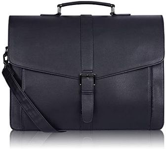 Estarer Mens Leather Briefcase 15.6" Laptop Satchel Messenger Shoulder Bag for Business Work Gifts for Him