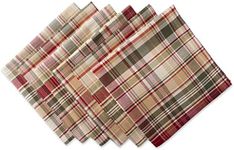 DII 100% Cotton, Oversized Basic Fall & Thanksgiving 20x 20" Napkin, Set of 6, Give Thanks Plaid