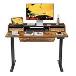 FEZIBO Standing Desk with 3 Drawers Storage Shelf, 120 * 60cm, Splice Board, Black Frame/Rustic Brown Top