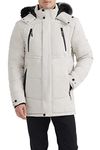 Orolay Men's Hooded Casual Puffer Coat Mid-Long Winter Jacket with Faux Fur White L