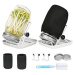 Seed Sprouting Jar Kit Sprouts Growing Kit with Screened Lids, Blackout Sleeves, Drain Tray & Stand | 2 x 86mm Wide Mouth 1000 mL Mason Jar for Growing Broccoli, Alfalfa, Mung Beans, Lentils at Home