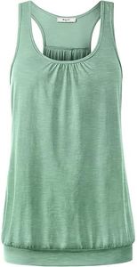 Miusey Yoga Tops Woman Racerback Workout Tank Tops for Women Scoop Neck Sleeveless Shirt Loose Fit Breathable Casual Exercise Summer Clothes Mint Green Small