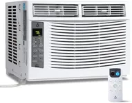 Window Air Conditioner 6000 BTU, Window AC Unit Cools Up to 250 Square Feet, Window AC Unit with Remote Control, 3 Cooling Speeds, Quiet Operation, White