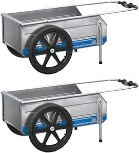 Tipke Manufacturing Company Foldit Do It All Portable Aluminum Folding Utility Cart, 330 Pound Capacity, Blue Stripe (2 Pack)