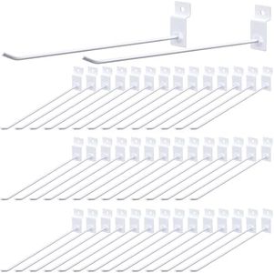 Moxweyeni 100 Pack Slatwall Hooks Slatwall Accessories Slat Wall Hanging Pegboard Hangers Slat Board Display Hooks for Retail Garage Organization Gridwall, White(9.8 Inch)