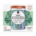 L BRAND Organic Cotton Tampons, DuoPack Regular/Super Absorbency, 42 Count