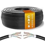 Mr. Tronic Outdoor Waterproof Cat 6 Ethernet Cable 50m, High Speed LAN Ethernet Network Cable, Bulk Cat6 Internet Cable, 1 Gbps, 250 Mhz, ADSL AWG24 Cable, UTP CCA Cable (50 Meter, Black)