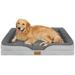 Nepfaivy Dog Bed Extra Large - Waterproof Bolster Dog Bed for Extra Large Dogs with Removable and Washable Cover, Dark Grey, 111x80cm