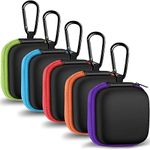 MOLOVA 5Pack Square Earbud Case Portable EVA Carrying Case Storage Bag Cell Phone Accessories Organizer with Carabiner for Earphone, Earbud, Earpieces, SD Memory Card, Camera Chips-5 Colors