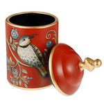 WINOMO Kitchen Ceramic Canister with Lid for Counter Vintage Bird Pattern Red Airtight Food Storage Jar Portable Coffee Tea Sugar Spices Container