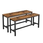 VASAGLE Dining Bench, Pair of 2, Industrial Style, Steel Frame, for Kitchen, Living Room, 12.8 x 42.5 x 19.7 Inches, Rustic Brown + Black，UKTB33X