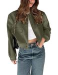 Baonmy Womens Cropped Bomber Jacket Button Down Varsity Jackets Y2k Jacket Shackets Fall Fashion Jackets Outfits with Pockets