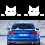 TOMALL 2PCS 5.5'' Cat Peeking Car Stickers Cat Watching Vinyl Reflective Decals Waterproof Funny Self-Adhesive for Car Window Bumper Laptop Motorcycle (White)