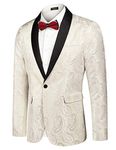COOFANDY Mens Jackets Paisley Blazer One Button Suit Tuxedo Retro Lapel Jacket Dinner Smart Wedding Coat Gold XL