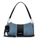 Miraggio Bella Denim Shoulder Bag with Adjustable & Detachable Sling/Crossbody Strap for Women (Denim & Black)