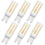 G9 LED Bulb Dimmable 5W, 40 Watt T4 G9 Halogen Equivalent, 3000K Warm White, 6 Pack G9 Chandelier Light Bulbs, Ceramic Bi Pin Base, CRI85 120V 600 Lumen 360°Beam Angle