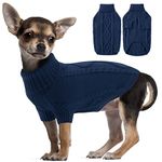 ALAGIRLS Winter Keep Warm Large Size Dog Jumper Puppy Sweater, Classic Turtleneck Fleece Large Dog Coat, Knitwear Cat Sweater, Cute Pet Outfits Apparel, Navy XL