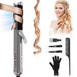 2 in 1 -Hair Curler with 40 Ion Air-Outlet, PARWIN PRO BEAUTY Multifunctional Curling Wand Tongs Iron and Flat Iron, Anti-Scalding Felt Cloth, Create Long-Lasting Curls