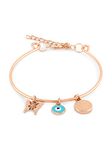 ZAVERI PEARLS Turquoise Blue Evil Eye & Butterfly Contemporary Charm Bracelet For Women-ZPFK14800