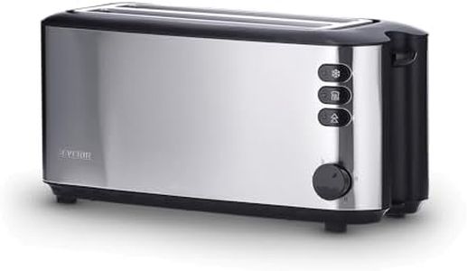 Severin 2509 Automatic 4-Slice Long Slot Toaster, 1400 W, Stainless Steel-Black chambers power, Silver