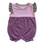 Babysoy Baby Girl Color Block Princess Romper (12-18 Months, Eggplant/Tornado)