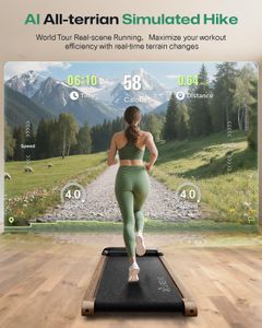 UREVO Wooden Under Desk Walking Pad Treadmill – SmartCoach App, Remote Control