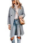 Tanming Women's Notch Lapel Double Breasted Wool Blend Mid Long Pea Trench Coat (LightGrey-M)