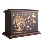 DGDCDV Cremation Memorial Urns for Human Ashes Adult Male Female, Wooden Urns Box and Casket for Ashes Men Women Child, Large Burial Funeral Urns for Ashes, Holds Up to 270 LBS