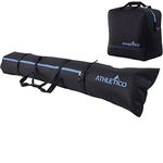 Athletico Padded Two-Piece Ski and Boot Bag Combo | Store & Transport Skis Up to 200 CM and Boots Up to Size 13 | includes 1 Padded Ski Bag & 1 Padded Ski Boot Bag … (Black with Blue Trim (Padded))