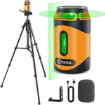 CIGMAN 360° Laser Level with Tripod, Green Self Leveling Cross Line Laser, 100Ft Laser Tool with Rechargeable Battery Pulse Mode for Construction and Picture Hanging, L-Bracket & Carry Pouch Included