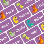 Ogelz Personalized Name Labels for Kids Custom Stcikers Washable for Clothes Smart Size 1.2”X0.5” Waterproof Self-Adhesive Labels for Daycare Toddlers School Kids Stuff Parents (Dinosaur Purple, 60)