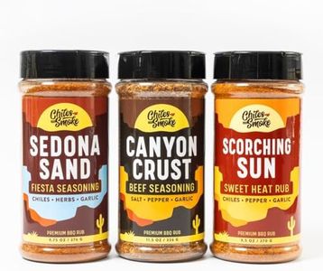 Chiles and Smoke BBQ Seasoning Trio – Sedona Sand, Canyon Crust & Scorching Sun | All Natural Rubs for Chicken, Beef, Seafood & More | Sugar-Free, Gluten-Free, No MSG | 3 x 270–326g