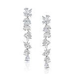 SWEETV Cubic Zirconia Bridal Earrings for Women Brides, Silver Crystal Chandelier Wedding Drop Earrings for Prom or Pageant