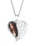 Customized Necklace Angel Wing Heart Necklaces for Women Silver Picture Necklace Personalized Memorial Crystal Diamond Pendant