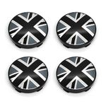 PTDecals 4pcs 60mm Black Wheel Center Hub Caps Rim Black White England UK Flag Sticker for Vehicle Auto Car