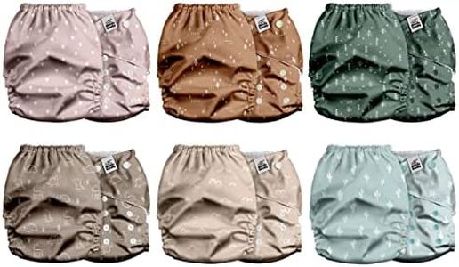 Mama Koala 2.0 Cloth Diapers for Babies with AWJ Lining, 6 Pack with 6 Bamboo Cloth Diaper Inserts - Reusable and Washable Pocket Diapers(Simply Neutrals)