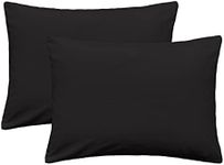 iMaylex Soft 100% Egyptian Cotton Zipper Pillow Case, Cozy and Lightweight Pillowcase, Set of 2, Black, Standard, 20" x 26"