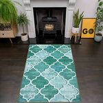 renoazul® Rug Runners for Hallways Anti Fatigue Standing Mat - Ouranos Aqua, 80 X 150 cm Large Door Mat Indoor - Heavy Duty Barrier Mat Low Profile Geometric Design Modern Carpet Runner