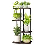 Bamworld Plant Stand Indoor Small Metal Plant Shelf Black Plant Holder 4 Tier 5 Potted for Multiple Plants Corner Plant Table for Patio Garden Balcony Living Room