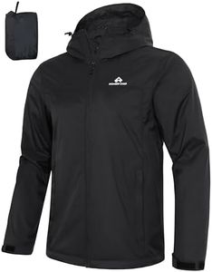 Pioneer Camp Men's Rain Jacket Waterproof with Hood Lightweight Packable Raincoat Rain Shell for Outdoor Hiking Travel