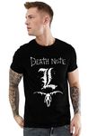 VIKCLIQUE L Deathnote Anime Printed Half Sleeve Round Neck Black T-Shirt for Men's/Boy's