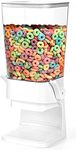 BYUNER Cereal Dispenser Countertop Large Cereal Containers Storage Dispenser Rice Candy Crush Food Dry Snack Dispenser Countertop Machine White