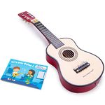 New Classic Toys NCT-0344 Wooden Guitar Toy for Toddlers 3 Boys and Girls Baby Gifts, Kids Musical Instruments for Childrens Three Year Old Inclusive Musicbook, Naturel