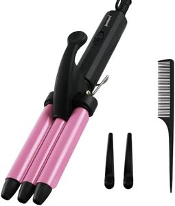Mini Hair Crimper, janelove 1/2 Inch Beach Waves Curling Iron, Hair Waver for Short & Medium with 3 Ceramic Barrels, Home and Travel Friendly Crimper Hair Tool, Dual Voltage, 392℉ Fast Heating