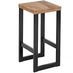 NOVECRAFTO Bar Stool 60cm (23.6'') Industrial Kitchen Breakfast Bar Stools with Footrest Wooden Stool for Living Room Black Metal Powder-Coated Frame Retro Bar Chair Home Pub Rustic Wood Top