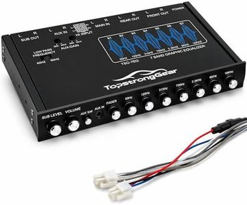 TOPSTRONGGEAR TSG7EQ 7-Band Car Audio Graphic Equalizer with Front 3.5mm Aux Input, High Voltage RCA Outputs and High Level Speaker Inputs