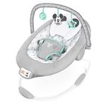 MICKEY MOUSE Comfy Disney Baby Bouncer in Cloudscapes Includes Toy Bar with 3 Cute Toys, Plays 7 Soothing Melodies w/Auto Shut-Off, Age 0-6 Months