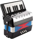 Eujgoov Accordion Musical Piano Keyboard Rhythm Training Spring Instrument 17 Key 8 Bass Black